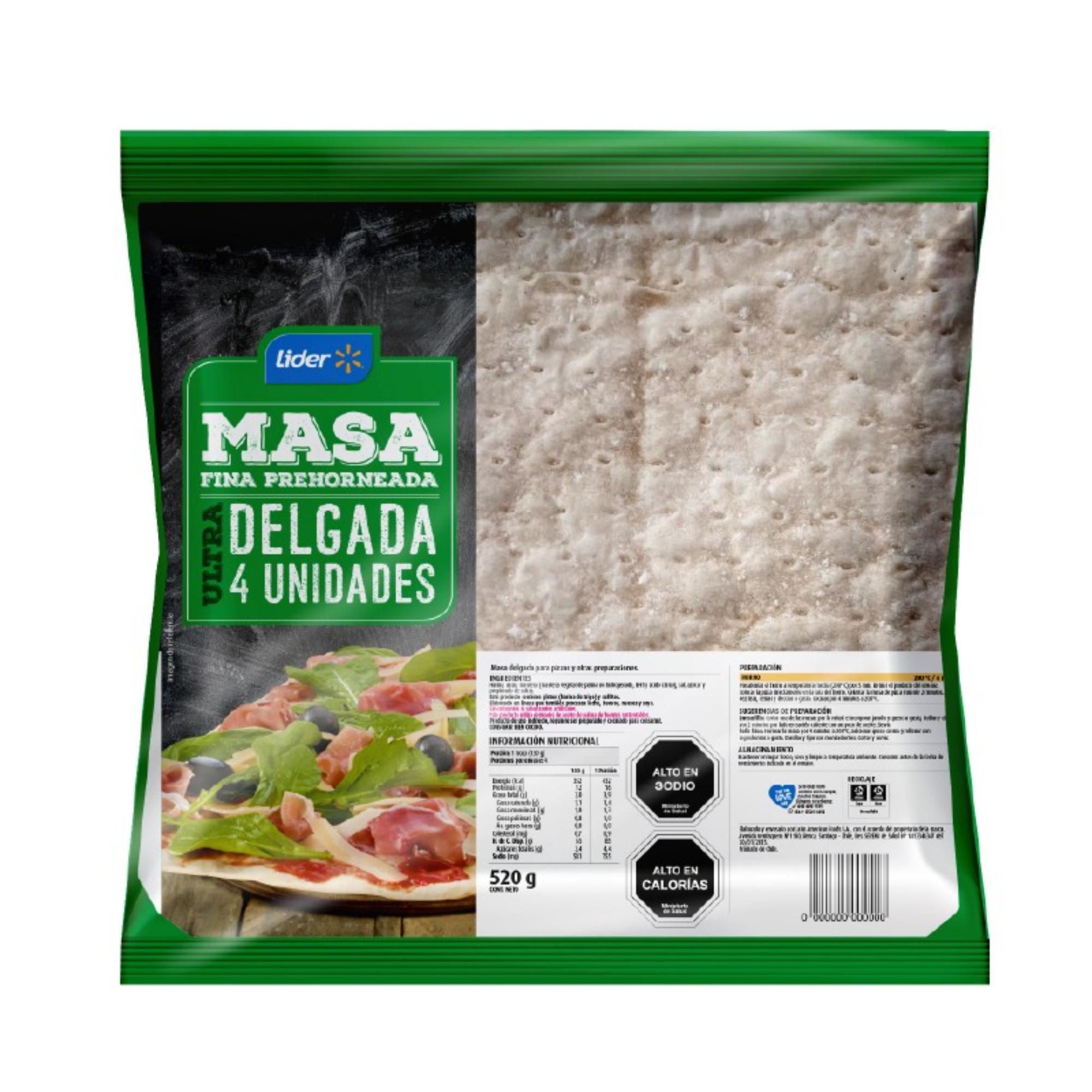 Masa Para Pizza Ultradelgada 4 Un 520 g Lider