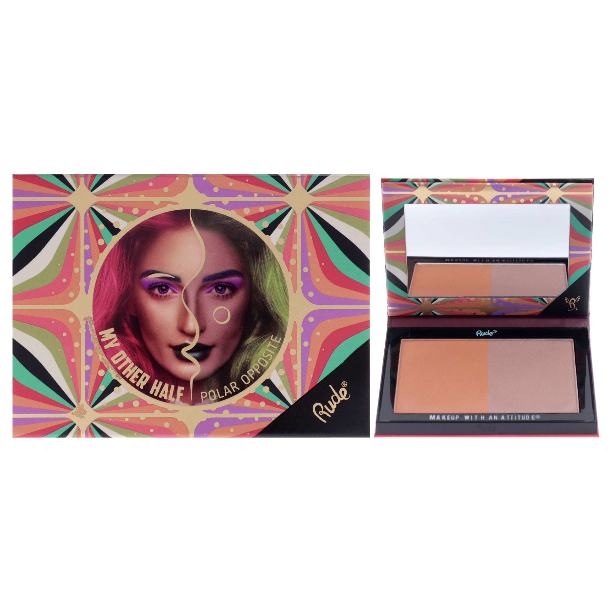 Rude Cosmetics - Mi Otra Mitad Paleta De Rostro De Dos Tonos: El Polo Opuesto