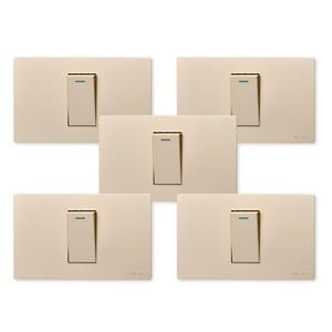 Want - Pack 5 Interruptores Simple Metálico 924 16A - Dorado