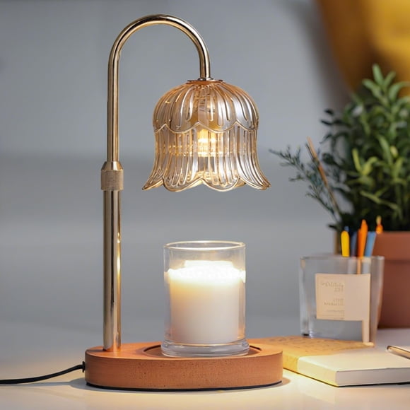 Lámpara calentadora de velas CRMILL en forma de flor con temporizador y atenuador