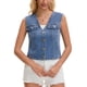 thumbnail image 4 of Chaleco de mezclilla recortado con cuello en V y botones sin mangas para mujer INSPIRE CHIC L Azul Claro, 4 of 6