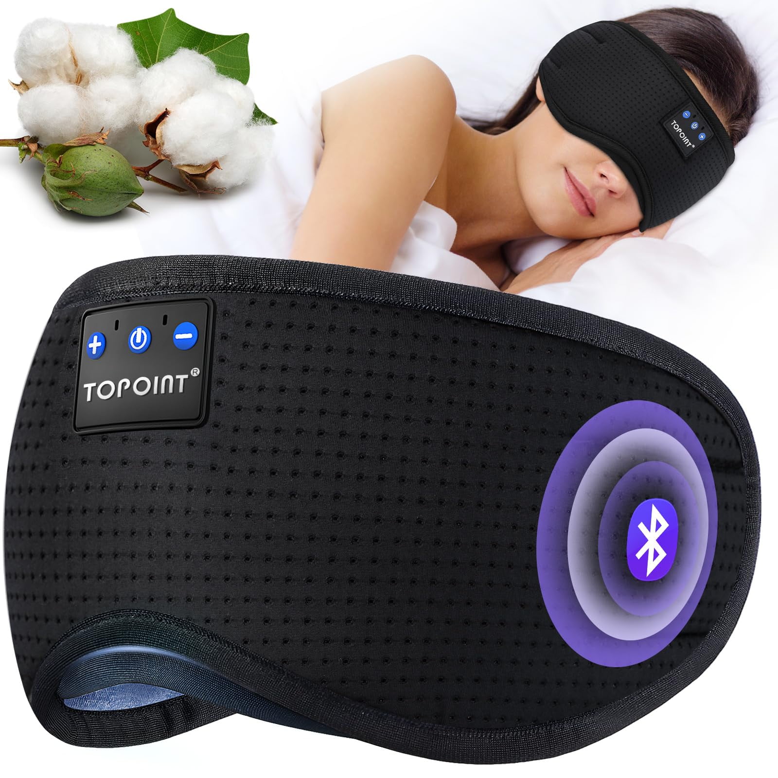Topoint - Auriculares Antifaz Para Dormir Bluetooth 5 4 Inalámbricos