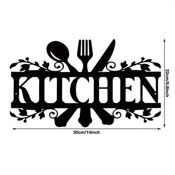 2pcs Black Fork Spoon Metal Signs - Rustic Kitchen Decor for Home & Farmhouse Kitchen Wall Decors