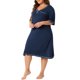 thumbnail image 4 of Agnes Orinda Camisones de Dormir para Mujer Talla Grande de Escuela Colegio Cuello en V Manga Corta Sueltos con Botones Decorativos Pijamas Casuales 2X Azul Marino, 4 of 6