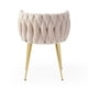 thumbnail image 3 of Modern Velvet Dining Chairs Set of 2, Upholstered Woven Dining Chair with Golden Metal Legs, Upholstered Dining Chairs for Dining Room, Kitchen, Vanity, Living Room, 3 of 3