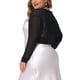 thumbnail image 4 of Agnes Orinda Women's Plus Size Escuela Colegio Manga Larga Abierta Frente Transparente Malla Bolero Chaqueta Corta Cárdigans 3X Negro, 4 of 6