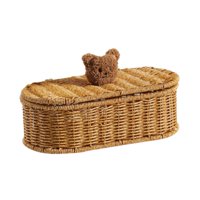 Magideal - Cesta De Ratán De Imitación Bandeja De Tocador De Baño De Ratán Decorativa Con Tapa Caja De Almacenamiento Vintage Cesta Tejida Para Dormitorio Baño 28 Cm X 14 Cm X 9 Cm