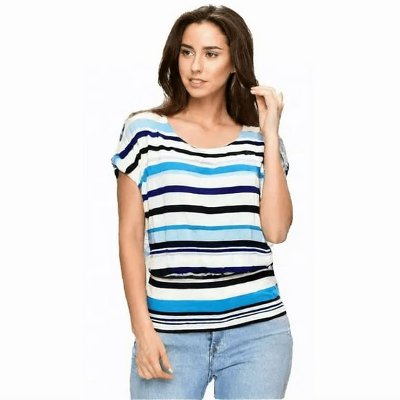 Polera Blanco celeste Y Azul Xxs Usado