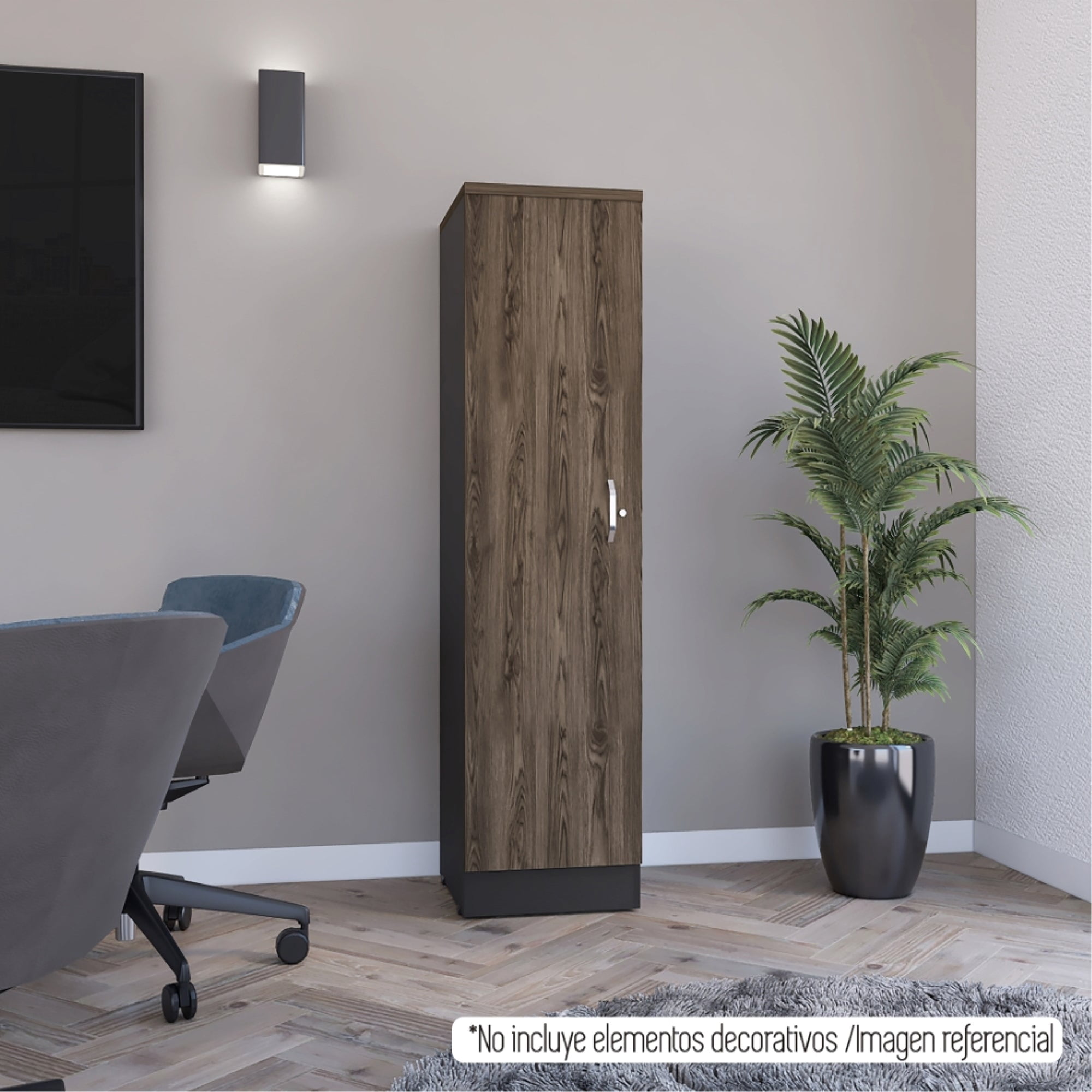 Tuhome - Biblioteca 1 Puerta Home Office Negro Y Coñac