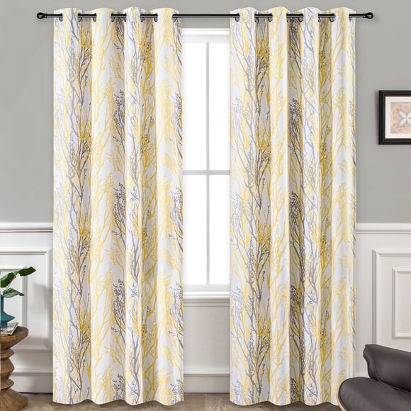 Cortinas DriftAway con patrón de ramas de árboles, aislamiento térmico, 244 cm