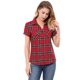 thumbnail image 2 of INSPIRE CHIC Camisas de Cuadros para Mujer con Cuello en Punta y Botones para Regreso a Clases Blusas Rojas 2XL, 2 of 6