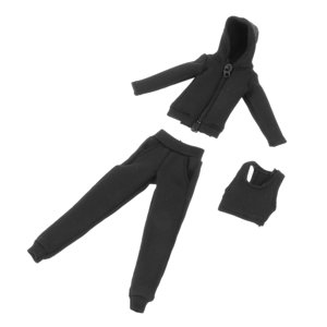 Magideal - 3 Piezas De Pantalones Y Chaleco Con Capucha A Escala 1/12, Ropa De Muñeca Hecha A Mano, Disfraz Para Figuras De Acción Femeninas De 6 Pulgadas, Acces Negro