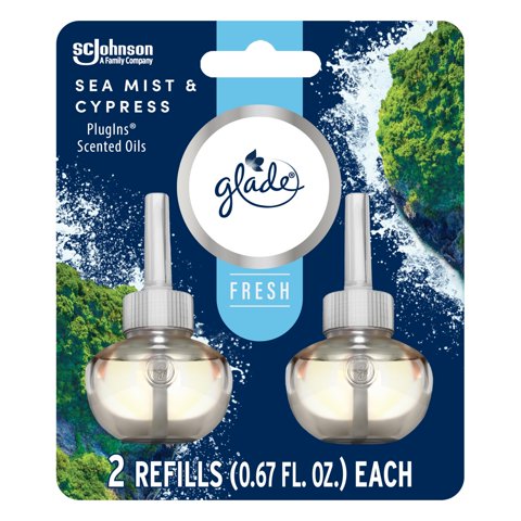 Recambios Para Ambientador Glade Plugins, Niebla Marina Y Ciprés, 20 Ml, Paquete De 2