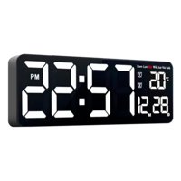 Electrolandia Chile - Reloj Pared Digital 40X13Cm Grande Dia Fecha Hora Temp Led B