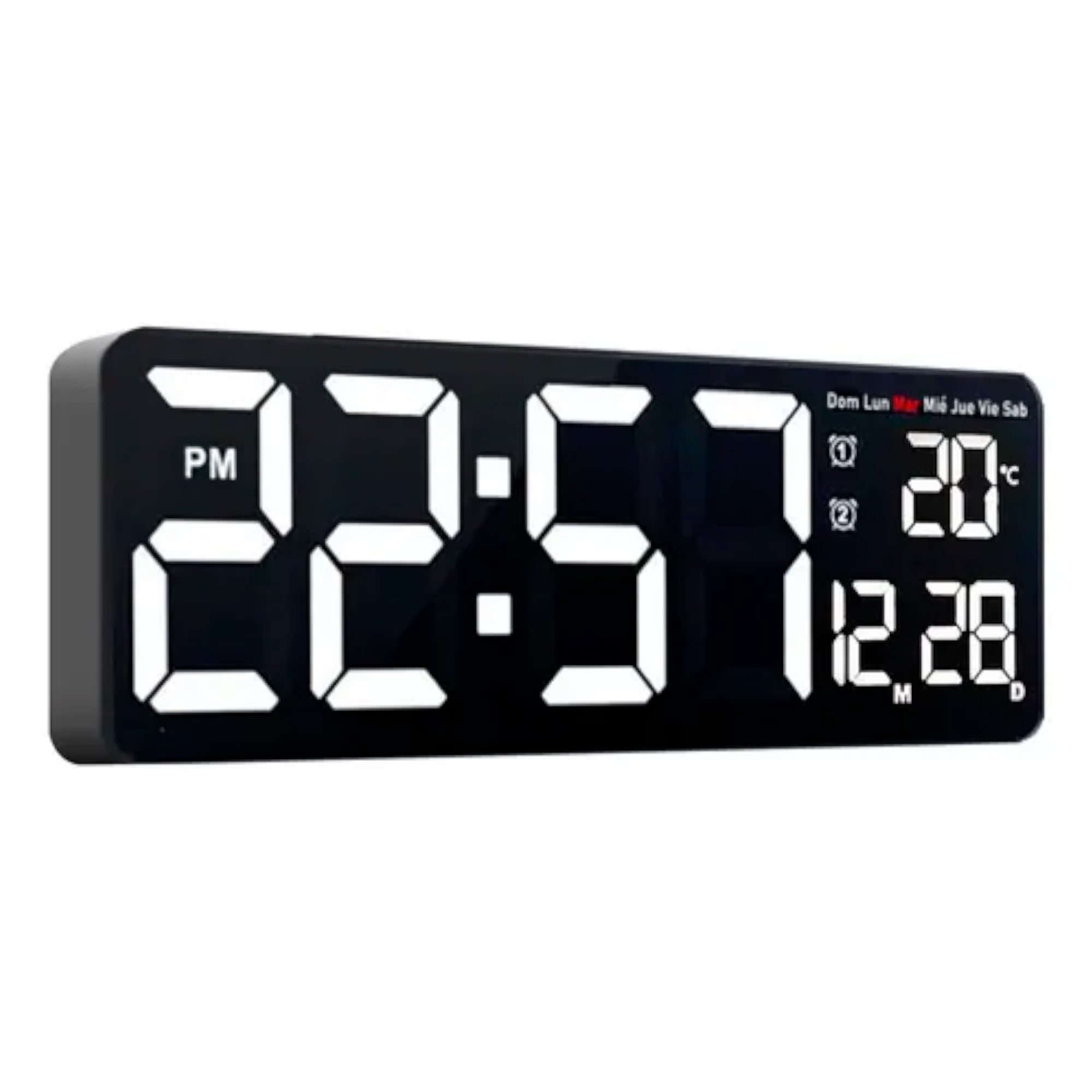 Electrolandia Chile - Reloj Pared Digital 40x13cm Grande Dia Fecha Hora Temp Led B