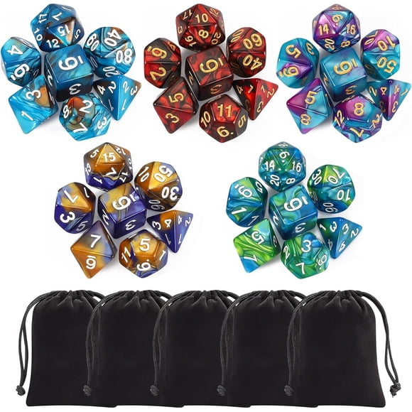 Set Dados Poliédricos CiaraQ 35 Piezas Acrílico DND RPG
