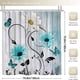 thumbnail image 3 of 1pc/4pcs Non-Slip Bathroom Rugs and Shower Curtain Set with Flower and Butterfly Pattern and 12 Hooks - U Shaped Toilet Mat and Toilet Cover - Home Decor and Bathroom Accessories, 3 of 5