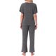 thumbnail image 3 of INSPIRE CHIC Conjunto de Pijama para Mujer de Punto Acanalado con Manga Corta, Parte Superior con Abertura Lateral y Pantalones, Conjunto de Dos Piezas para Estar en Casa con Bolsillos M Gris Oscuro, 3 of 5