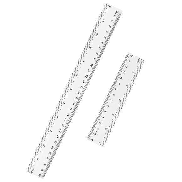 Regla Unjoo 15 cm/30 cm de plástico transparente – paquete de 2