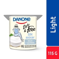 Yoghurt Batido Light & Free Sabor Natural Endulzado Pote 115 G Danone