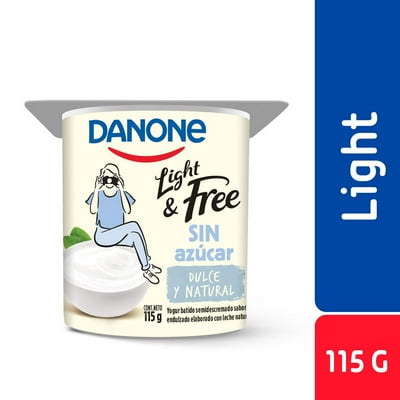 Yoghurt Batido Light & Free Sabor Natural Endulzado Pote 115 G Danone
