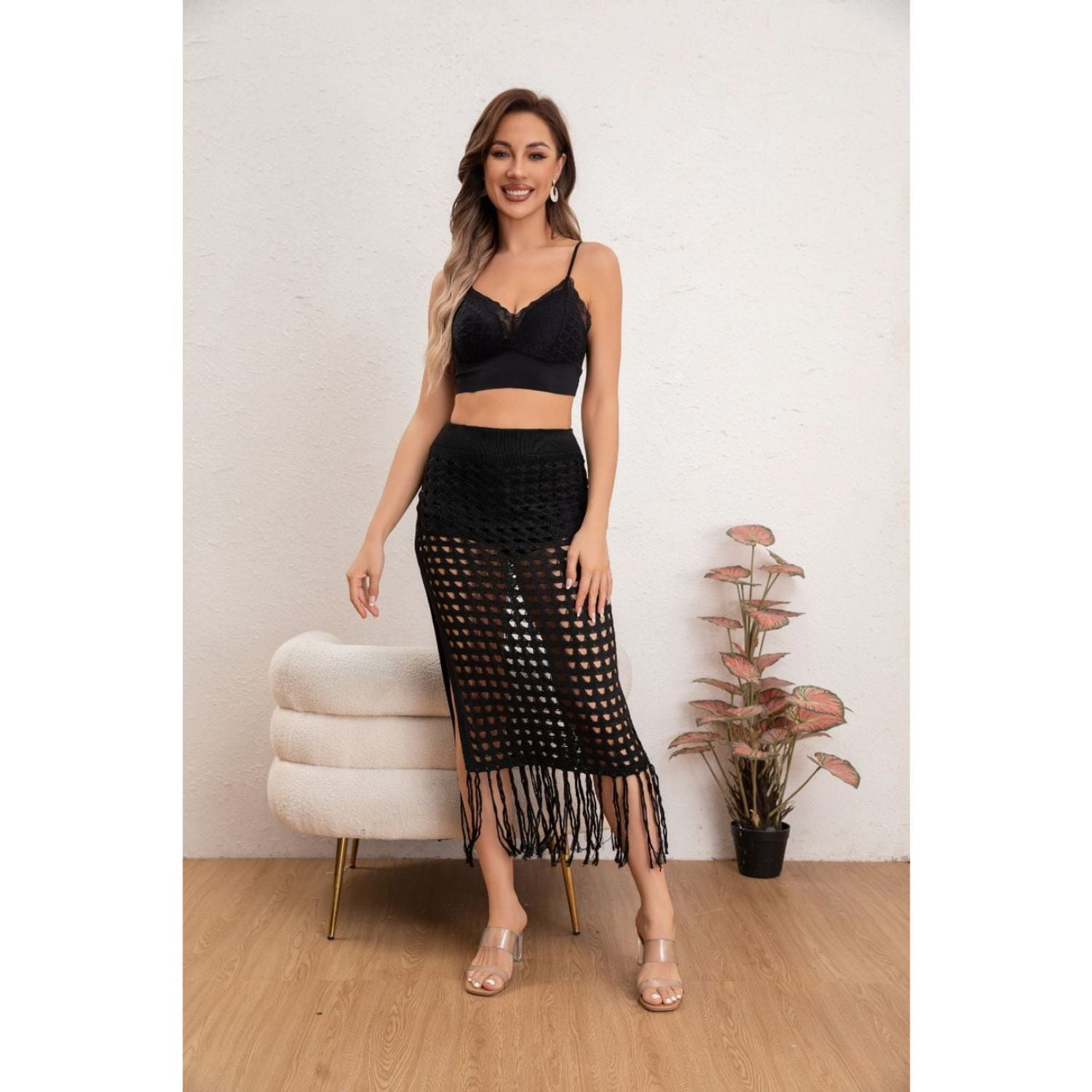 Likeshop - Falda Tejida Mujer Salida De Playa Piscina Colores 8358