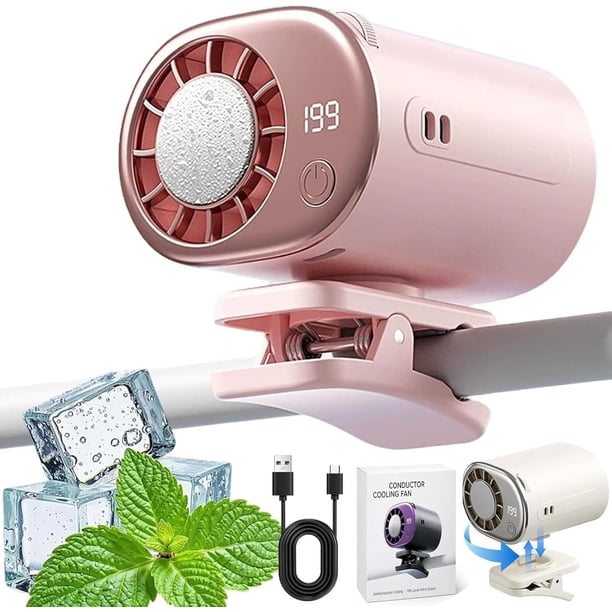 Ventilador clip coche LED 199 velocidades 16°C semi enfriamiento USB recargable 360°