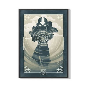 Creango - Cuadro Poster Enmarcado Avatar Aang Estilo Aire Decorativo