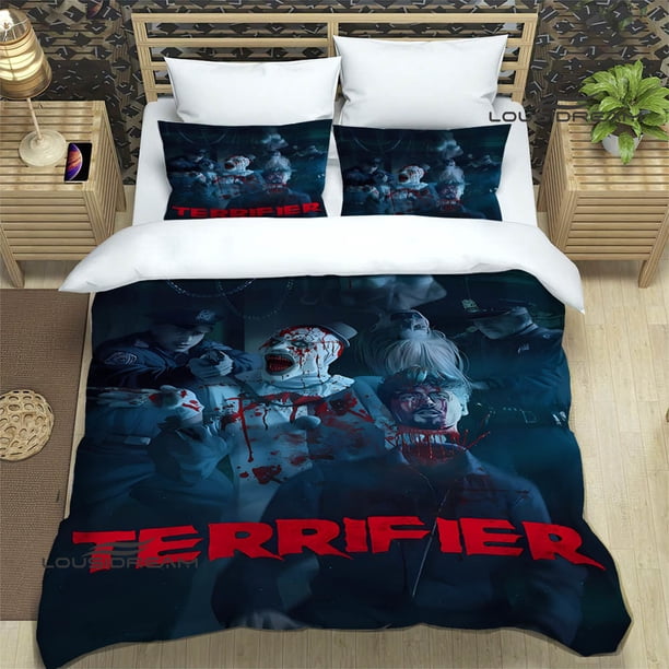 v1104 Bed Sheets Terrifier horror printed Bedding Sets exquisite bed supplies set duvet cover bed comforter set bedding set luxury birthday gift 3-Piece Bedding Set (1 Duvet Cover + 2 Pillow Shams) Be