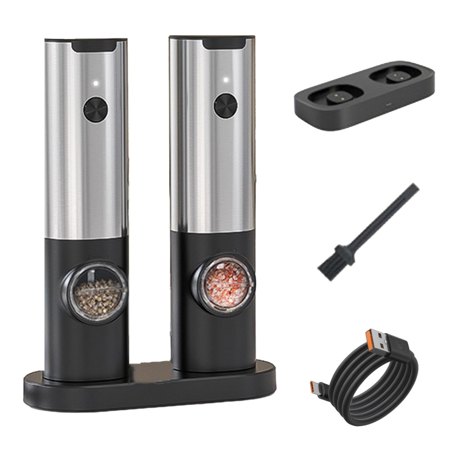 Xusx111 - Conjunto De Agitadores De Sal Y Pimienta Eléctrico Con Usb - Mejor Conjunto De Molienda Eléctrica De Sal Y Pimienta - Molinadoras Recargables De Sal Y Pimienta - Conjunto Automático De Molie