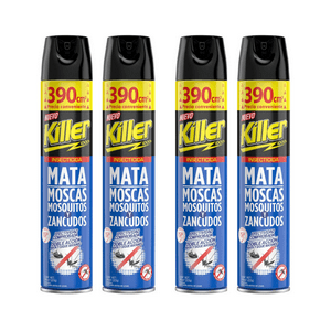 Killer - Pack 4 Insecticida En Aerosol 390Cc Protección Total Contra Mosquitos Y Moscas