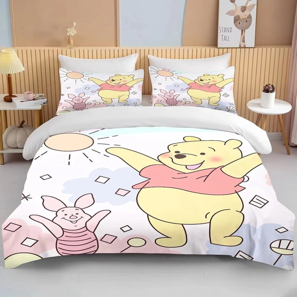 Winnie The Pooh Couples Bedding Set,Boys Girls Pillowcase Duvet Cover Sets Bed Linen Sets,Twin Full Queen King
