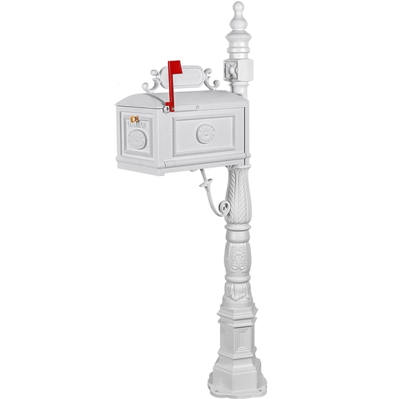Buzón decorativo con poste Barcelona de aluminio fundido Polar Aurora