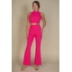 thumbnail image 1 of Conjunto De Top Corto De Cuello Alto Acanalado Y Pantalones De Corte Bota, 1 of 2