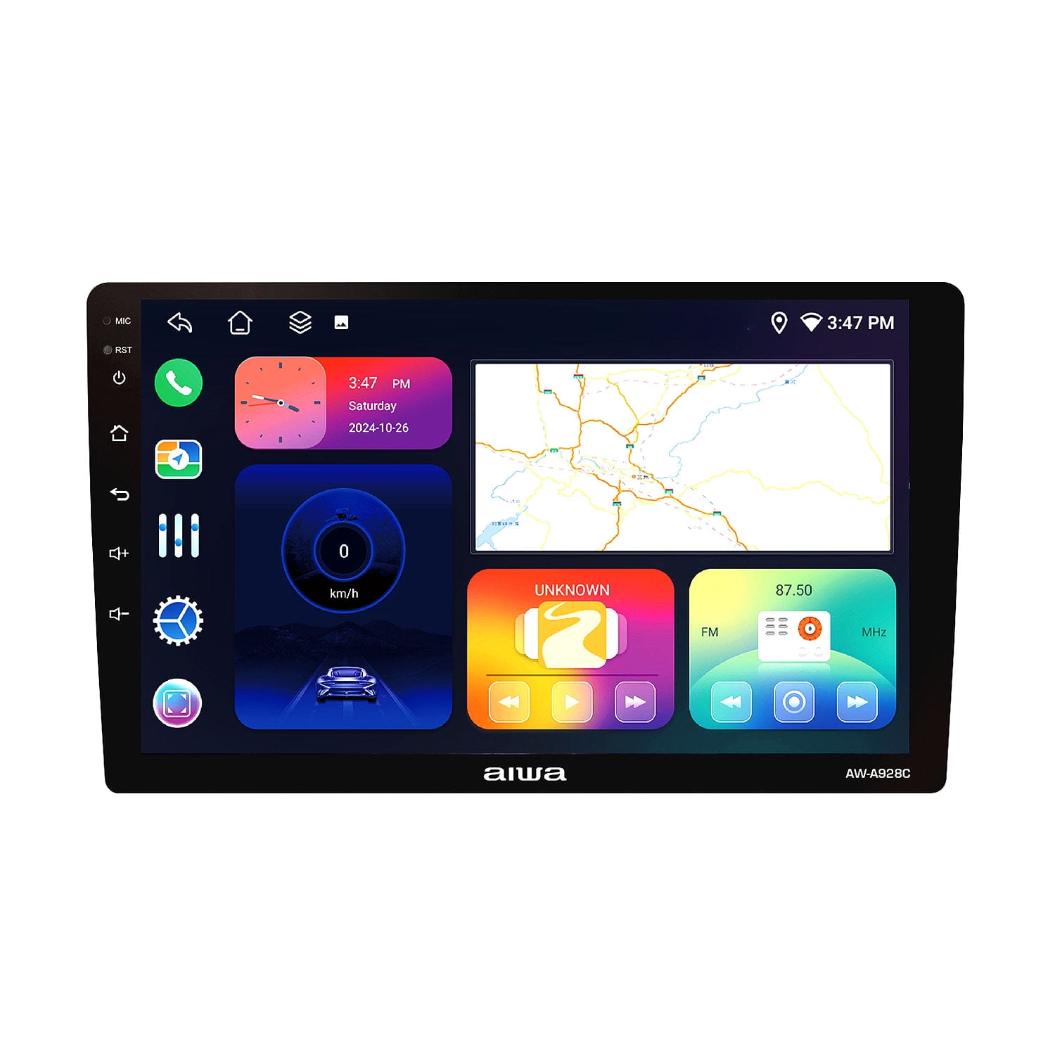 Radio Auto Aiwa 2 Din Android Octacore Hd De 9'' Aw-a928c Negro