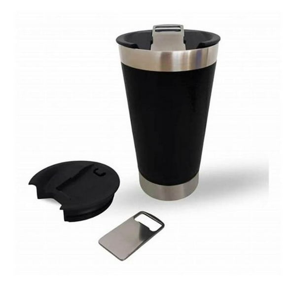 Vaso Térmico Acero Bebidas Frías / Calientes Con Destapador Color NEGRO.
