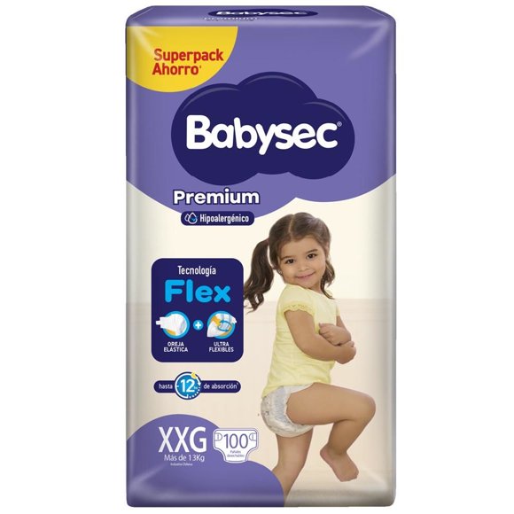 Pañales Babysec Premium XXG, 100 Un