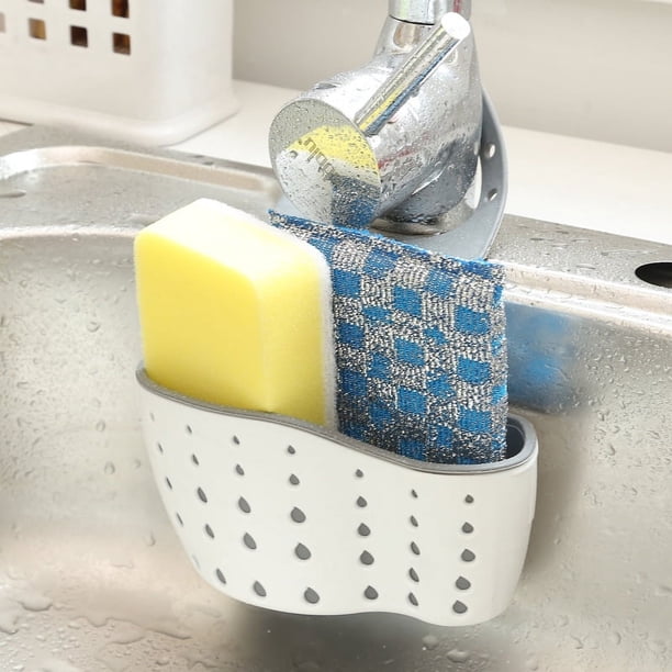 1 Pc Sink Sponge Rack, Sink Organizer Silicone Storage Box, Hangable Multifunctional Drainage Adjustable Shoulder Strap, Sponge Rack For Kitchen Sink Absorption And Kitchen Bathroom Faucet Hanging Bas