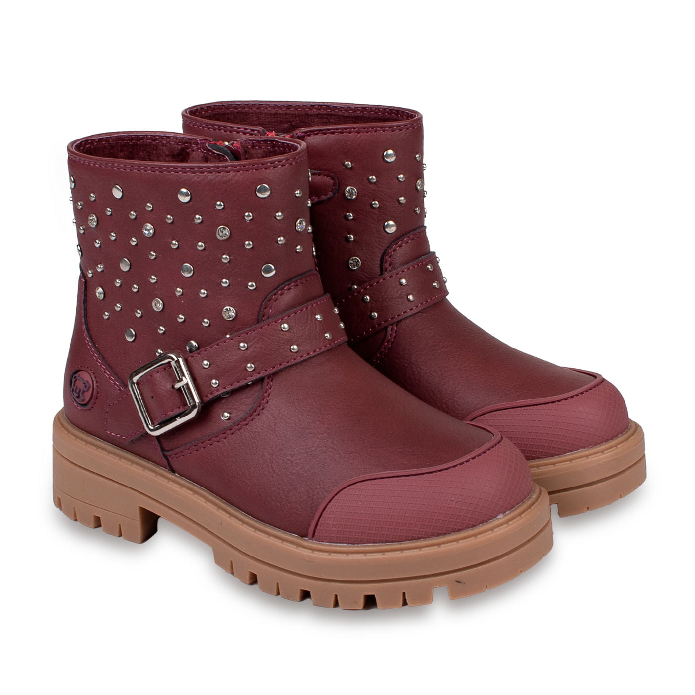 Pillin - Botín Niña Tachas Con Cierre Burdeo