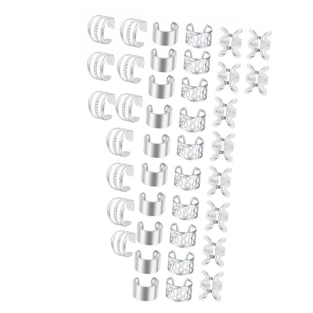 40 Piezas Dreadlocks Beads Aros para Trenzas Joyería de Cabello Moda Aleación Duradera Apertura Ajustable Adecuado para Jóvenes Fiestas Uso Personal Plata 40 piezas