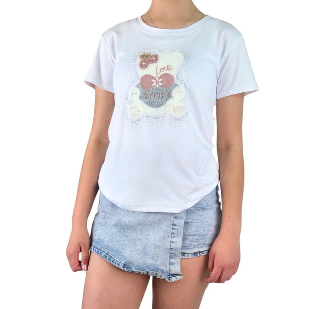Polera Elasticada Mujer Manga Corta Osito Excelente Calidad 252
