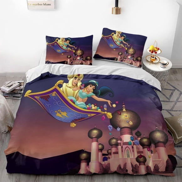 Magic-Lamp-Jasmine Princess Duvet Cover Soft 3D Printed Bedding Set with Comforter Cover
