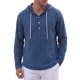 thumbnail image 5 of INSPIRE CHIC Camisa de Hombre con Capucha de Lino de Manga Larga con Botones y Rayas Henley con Capucha L Azul Marino, 5 of 6
