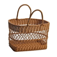 Magideal - Cestas De Almacenamiento Hechas A Mano, Cesta De Picnic, Cesta Tejida A Mano Para Decoración Del Hogar, Jardín, Cesta De Flores Portátil Multifunciona