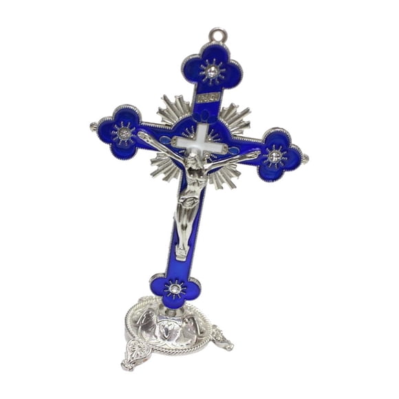 Crucifijo Y Estatuilla De Pie Jesucristo En La Cruz Estatua Para El Ornamento De La Capilla Azul