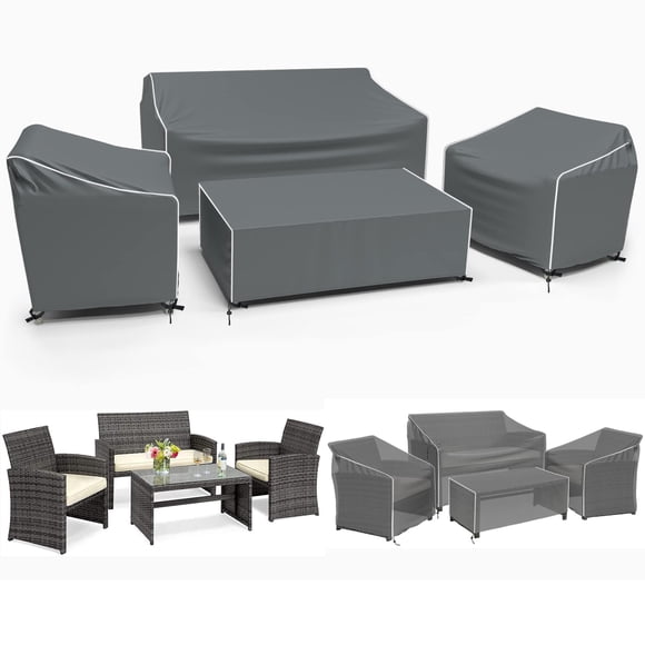 Fundas para Muebles de Patio Gasadar 4 Piezas Impermeables Gris