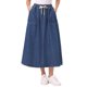 thumbnail image 1 of INSPIRE CHIC Falda Maxi de Mezclilla para Mujeres Regreso a Clases Cintura Elástica Casual Línea A Falda Larga de Jean S Azul Oscuro, 1 of 6