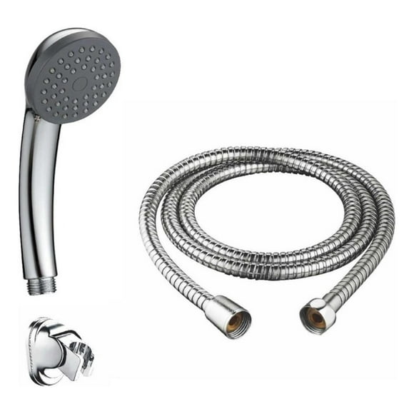 Set Ducha Teléfono Standard Mango Soporte Flexible Plateado