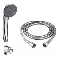 Fanaloza - Set Ducha Teléfono Standard Mango Soporte Flexible Plateado