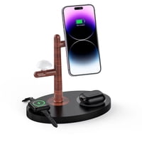 Genérico - Soporte De Carga Inalámbrico Para Iphone 15 Pro Max, 20W Fast Charging Pad Para Samsung Galaxy S23 Ultra, 3 En 1 Estación De Carga Para Apple Watch Airpods-Negro
